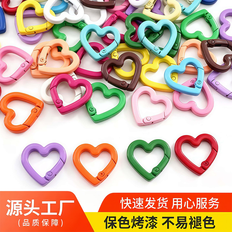 New colorful painted press spring clasp accessory for handmade jewelry DIY doll pendants heart-shaped spring ring New colorful painted press spring clasp accessory for handmade jewelry DIY doll pendants heart-shaped spring ring