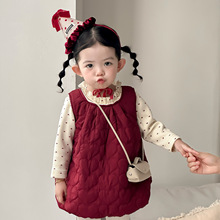 点兮2025秋冬新款婴幼儿绗棉连衣裙套装女宝宝裙子加绒打底两件套