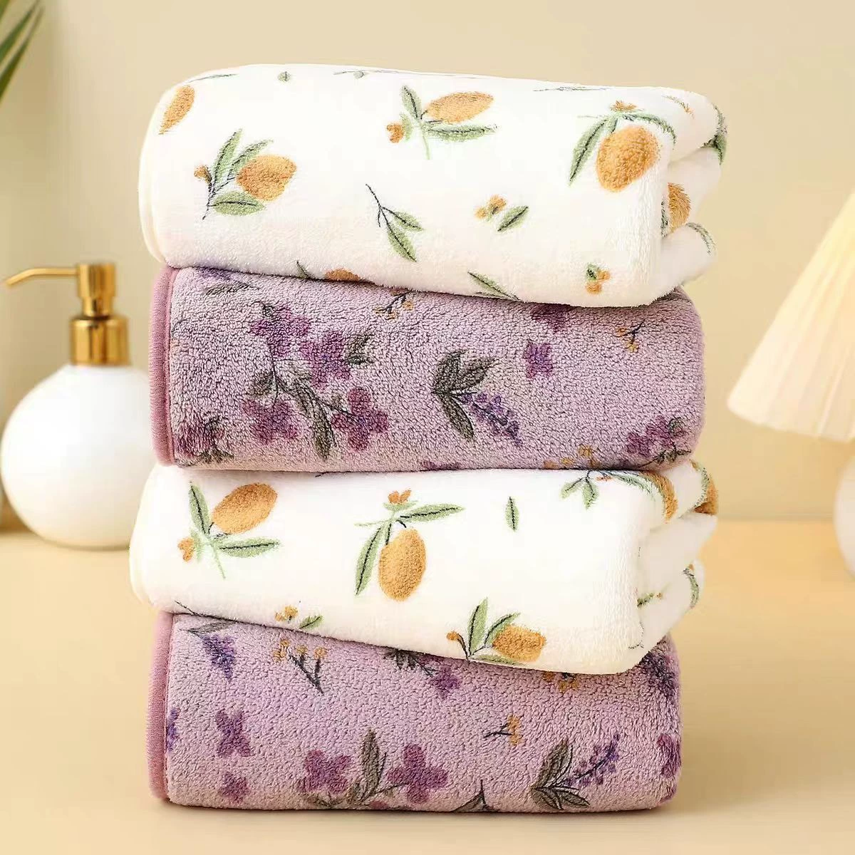 Мягкое полотенце с принтом, новое полотенце с цветочным принтом, быстропоглощающее бытовое банное полотенце, утолщенное удобное полотенце для лица, которое не сползает.
