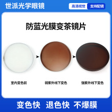 定制厂家加旋涂膜变灰旋涂变色茶超级快退色膜变镜片护眼偏光近视