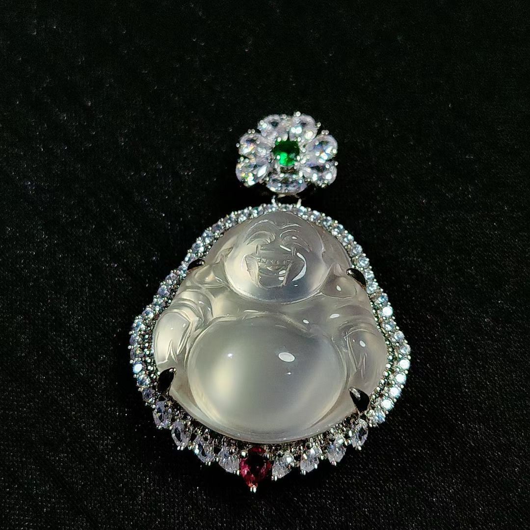 Stone inlay white jade