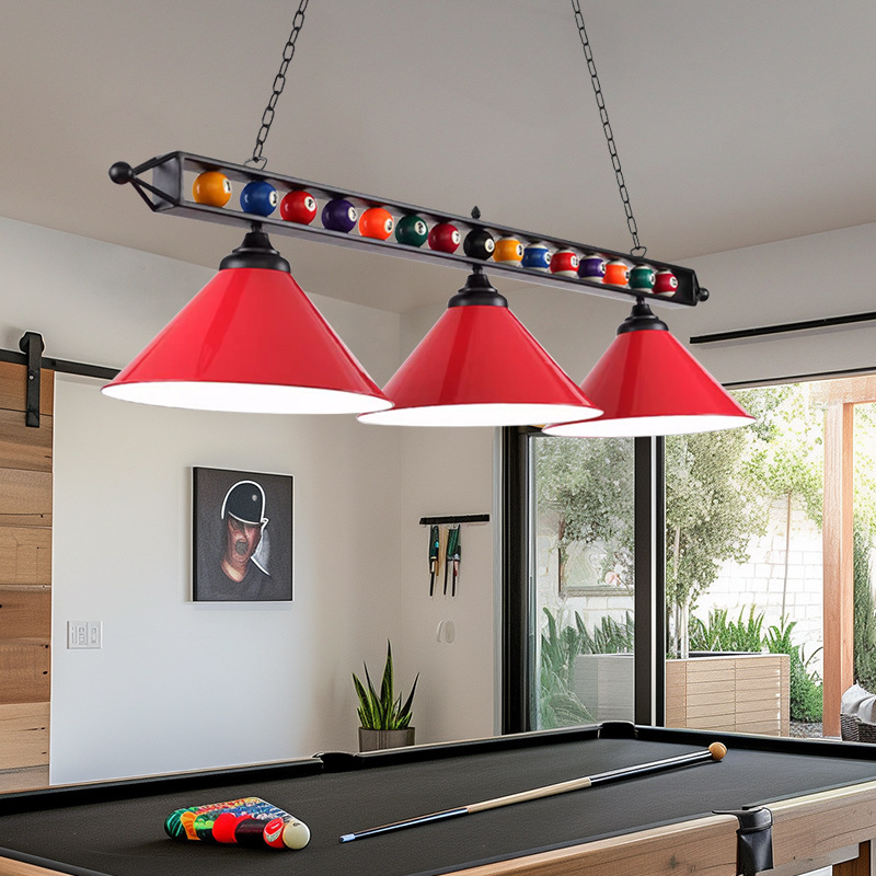 Lámpara de billar lámpara de billar led lámpara sin sombra personalidad de lámpara de sala de billar de hierro forjado americana negro ocho lámpara de snooker