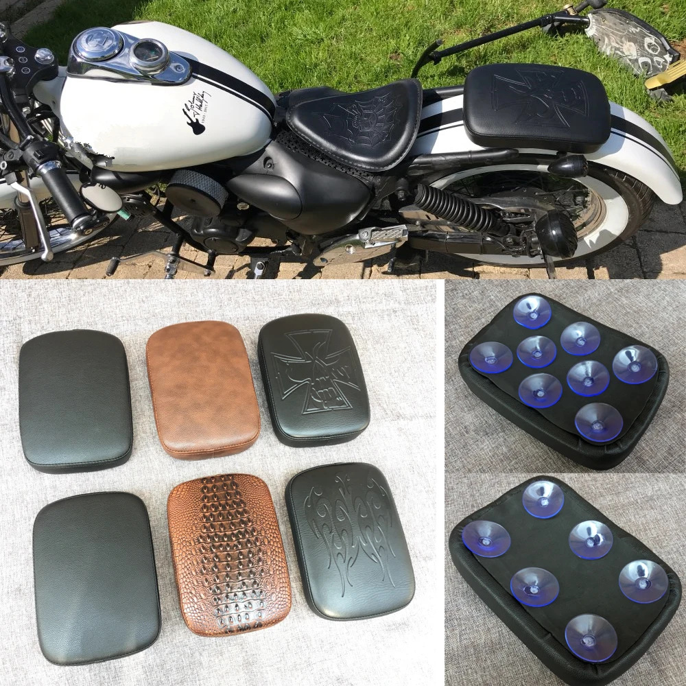 Motorcycle Rear Car Passenger Pad Cushion for Harley Bobber Chopper with Suction Cup