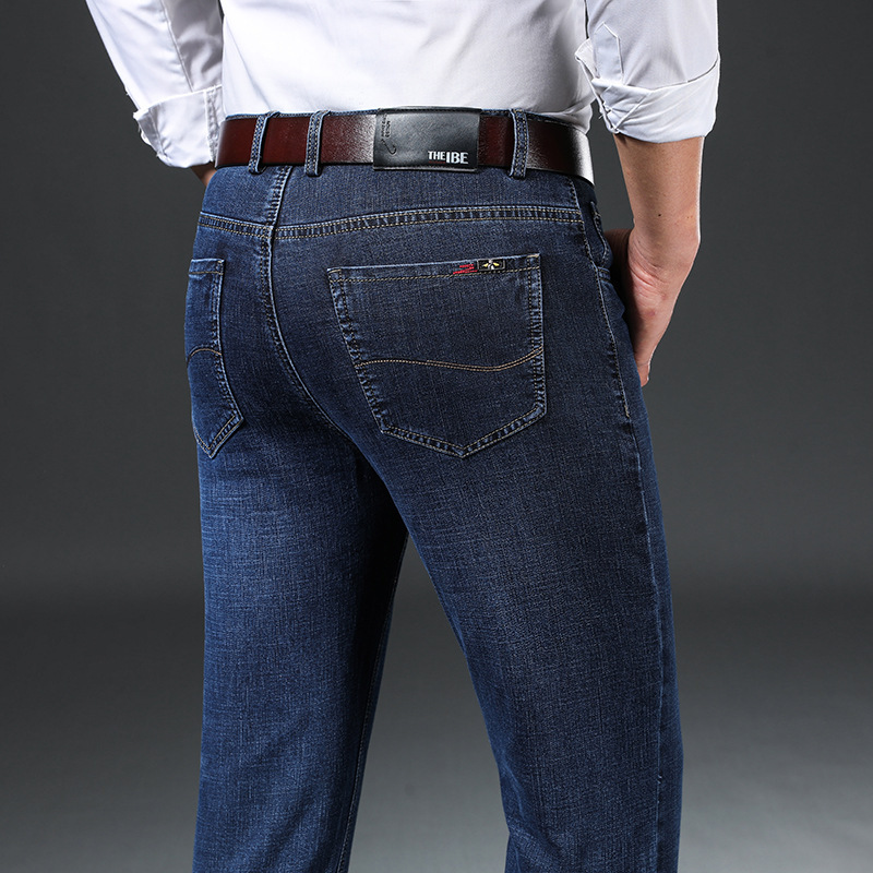 Wholesale autumn and winter New Business Men's straight thick stretch jeans trousers men's pants casual pants men