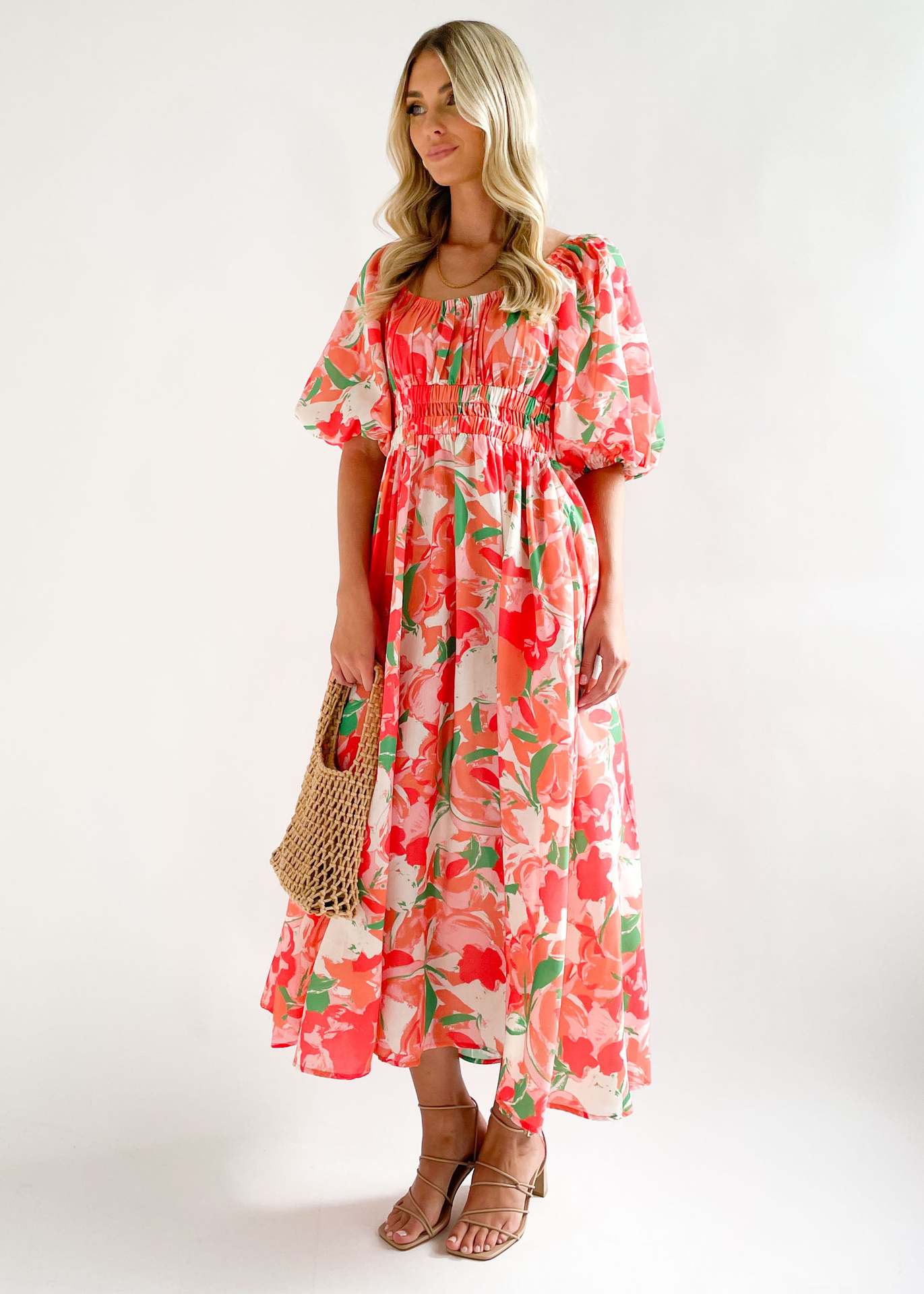 High Waist Waist Line Holiday, Daily Occasion Square Neck Neckline Wholesale Women'S Vacation Printing Flower Holiday Daily Square Neck Short Sleeve Regular Dress