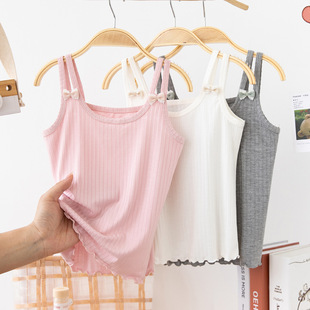 Girls' Camisole Korean Style Bowknot Camisole Girls' Thread Modal Camisole Camisole Children's Camisole