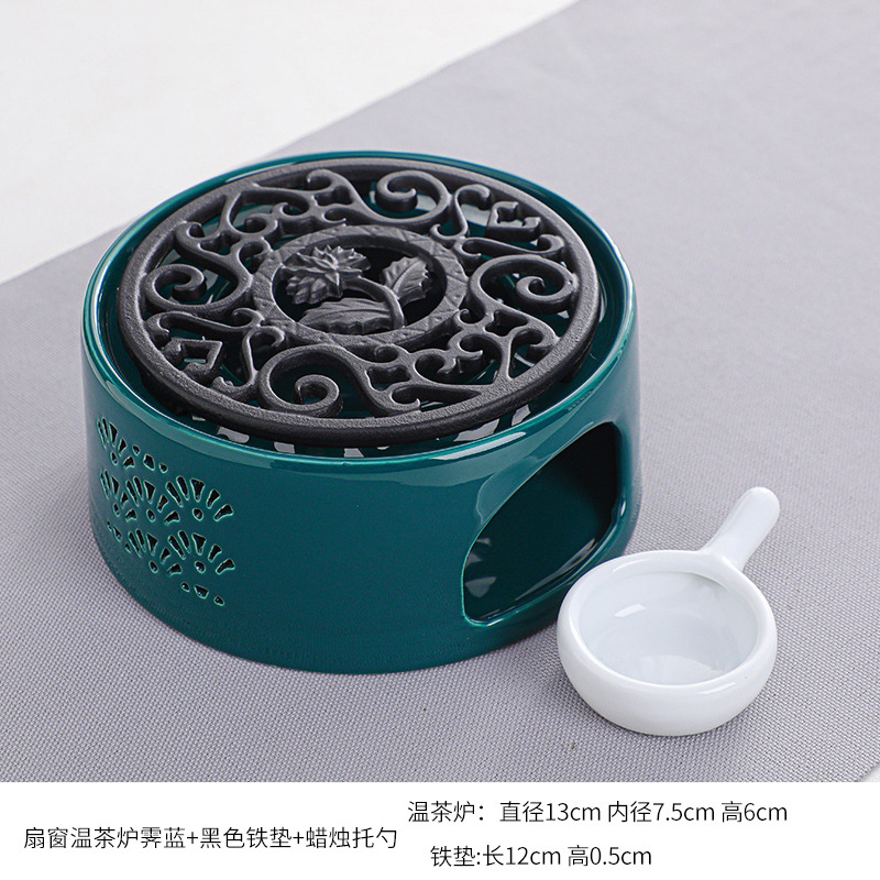 Té estufa vela restaurante Hotel hogar base de cerámica chino hueco aislamiento calefacción vidrio fruta flor tetera