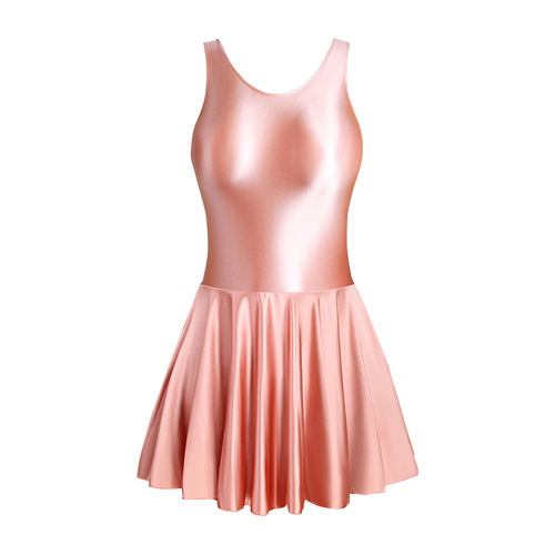 One-piece tight exercise skirt, sports yoga ballet dance skirt, tank top body skirt, silky glossy gymnastics skirt