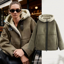 外贸批发秋冬新款欧美街头连帽双面长袖宽松百搭时尚休闲夹克外套