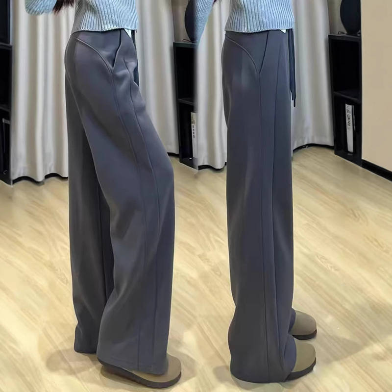 Gray American-Style Lulu Casual Sports Sweatpants for Women, Spring and Autumn 2026 New High-Waisted Petite Straight Wide-Leg Pants Gray American-Style Lulu Casual Sports Sweatpants for Women, Spring and Autumn 2026 New High-Waisted Petite Straight Wide-Leg Pants