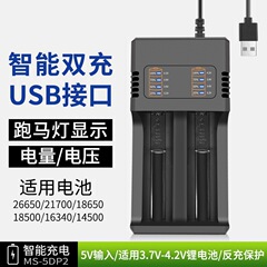 18650ダブルスロット充電器26650電池ダブル充電USBスマート急速充電3.7v-4.2vリチウム電池充電器