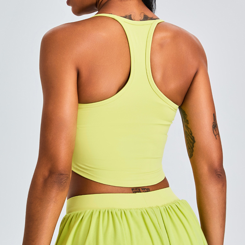 Nuevo chaleco de yoga transfronterizo de cuello en U mujer T-shape belleza ropa interior deportiva correa de hombro delgada secado rápido correr ropa de fitness chaqueta