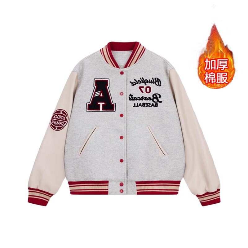 American-Style Heavyweight Quilted Baseball Jacket for Men and Women 2026 New Cross-Border Export Street Style Student Embroidered Coat Jacket Trendy