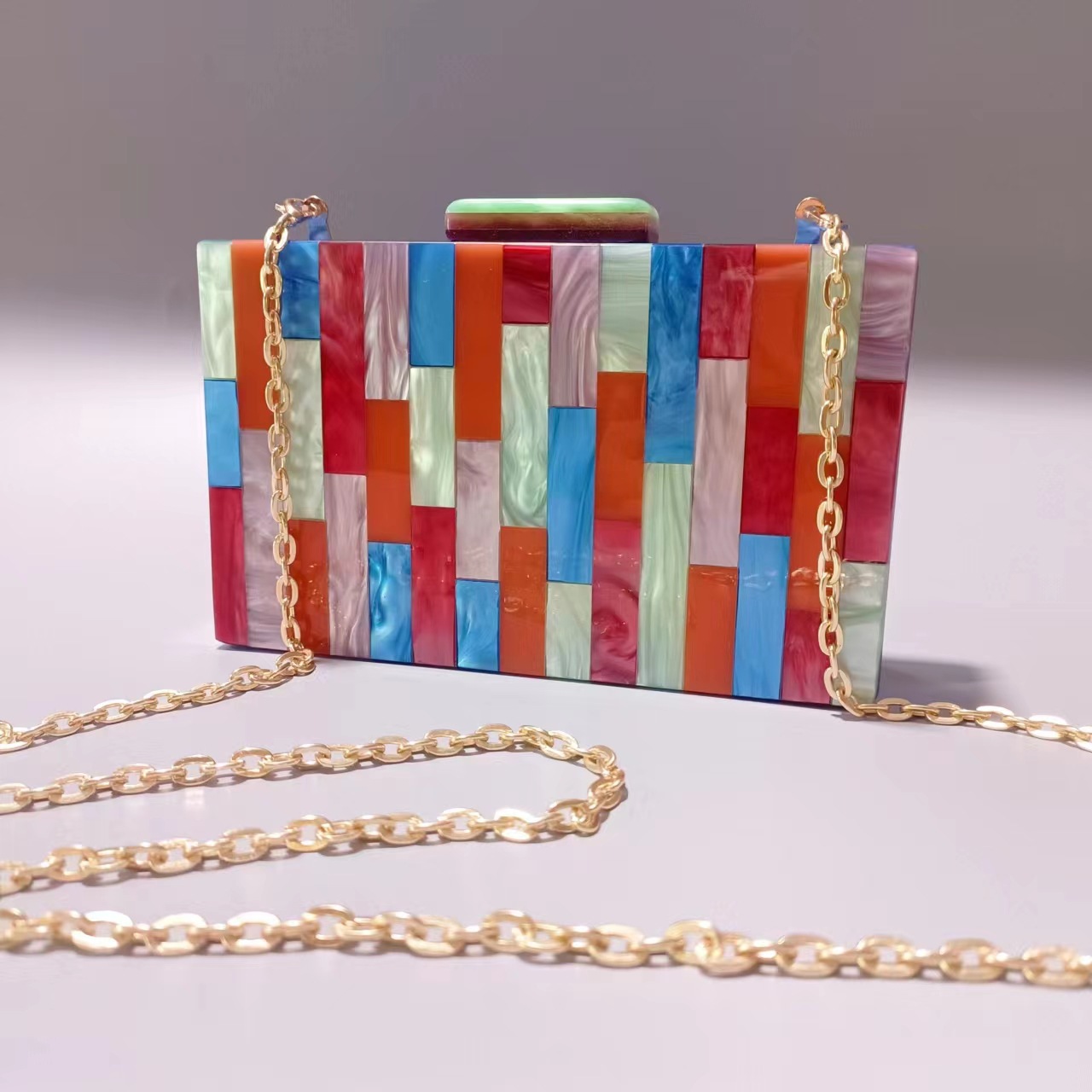 Color Block Pattern Arylic Color Block Evening Bags