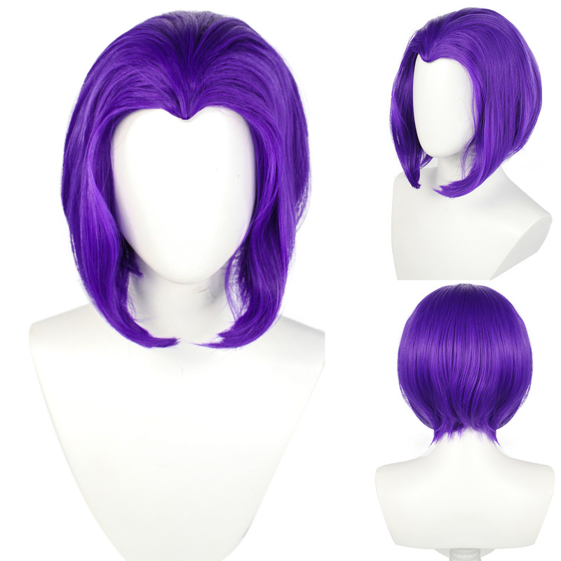 raven crow rachel rose anime x-men cos wig beauty pointy purple inside buckle short hair