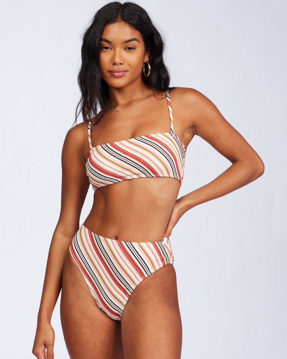 diagonal stripes wrapped chest bikini  NSHL38159