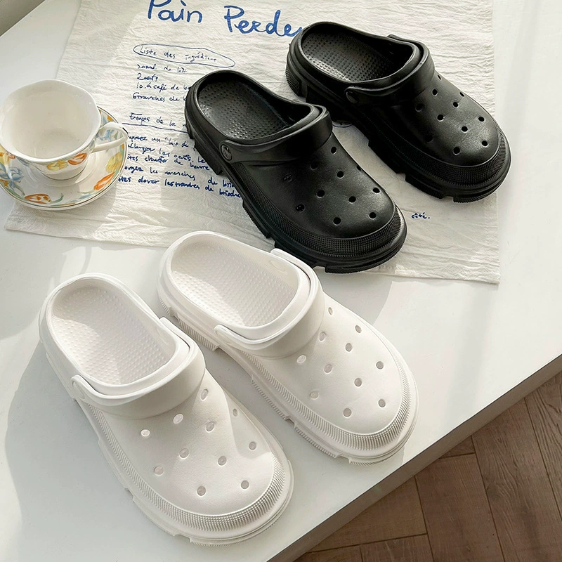 Однотонные Crocs женские весна и лето домашняя обувь с толстой подошвой пляжные ботоу EVA сандалии и тапочки для мужчин