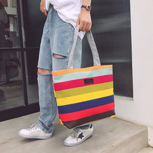 日韩新款帆布男女包 新款单肩手提布袋 简约大容量时尚百搭环保袋