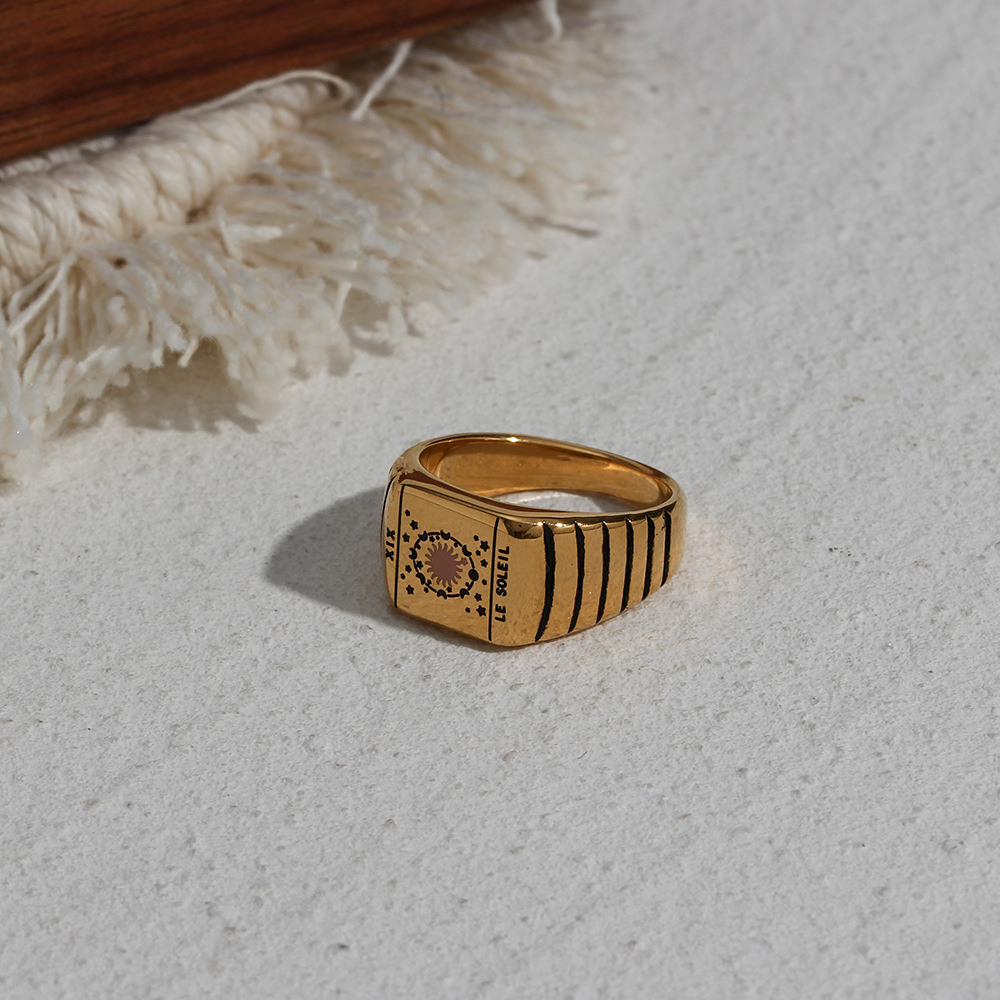 Simple Style Earth Star Moon Stainless Steel Rings Metal Stainless Steel Rings