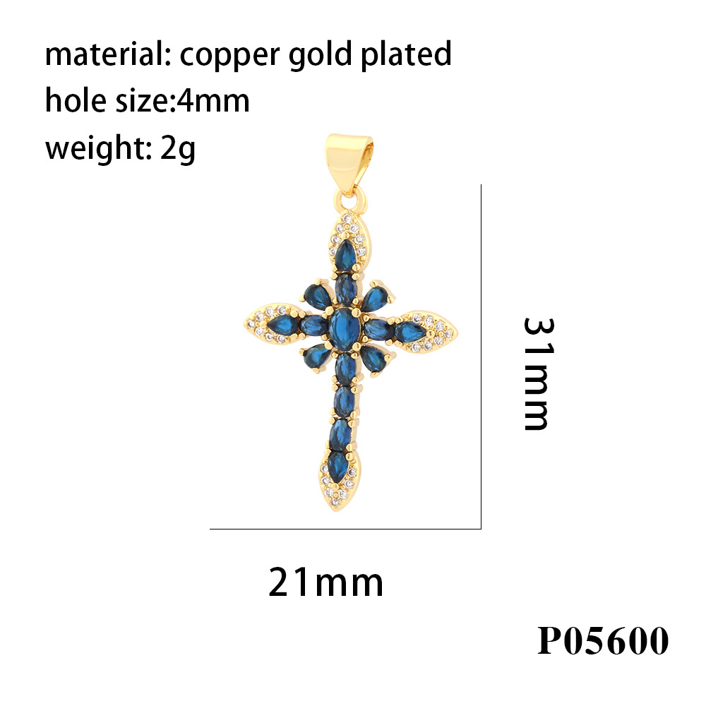1 Piece 31 * 21mm Copper Zircon Gold Plated Cross Pendant display picture 4