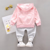 Cute demi-season autumn sports jacket with hood, children's set with zipper, Korean style, children's clothing