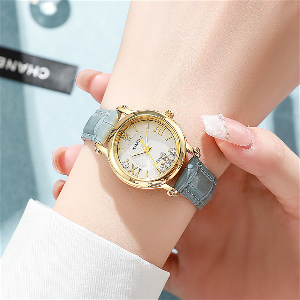 Minimalist Quartz Watch For Women And Men With Grey Leather Strap_voghion.com