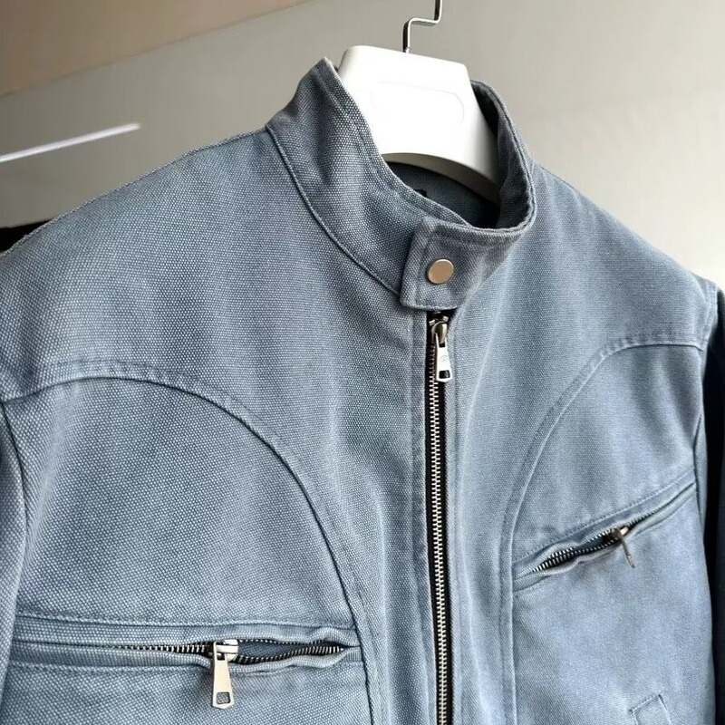美式复古拉链工装外套男士潮流夹克春秋新款飞行员棒球服潮牌上衣|undefined