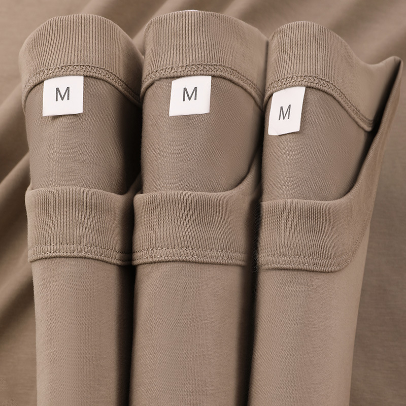 Earth Tones Camel Camel Green Milk Tea Gray Hemmed Rolled Collar Solona Gender-Neutral T-Shirt Short-Sleeved Long-Staple Cotton Crew Neck