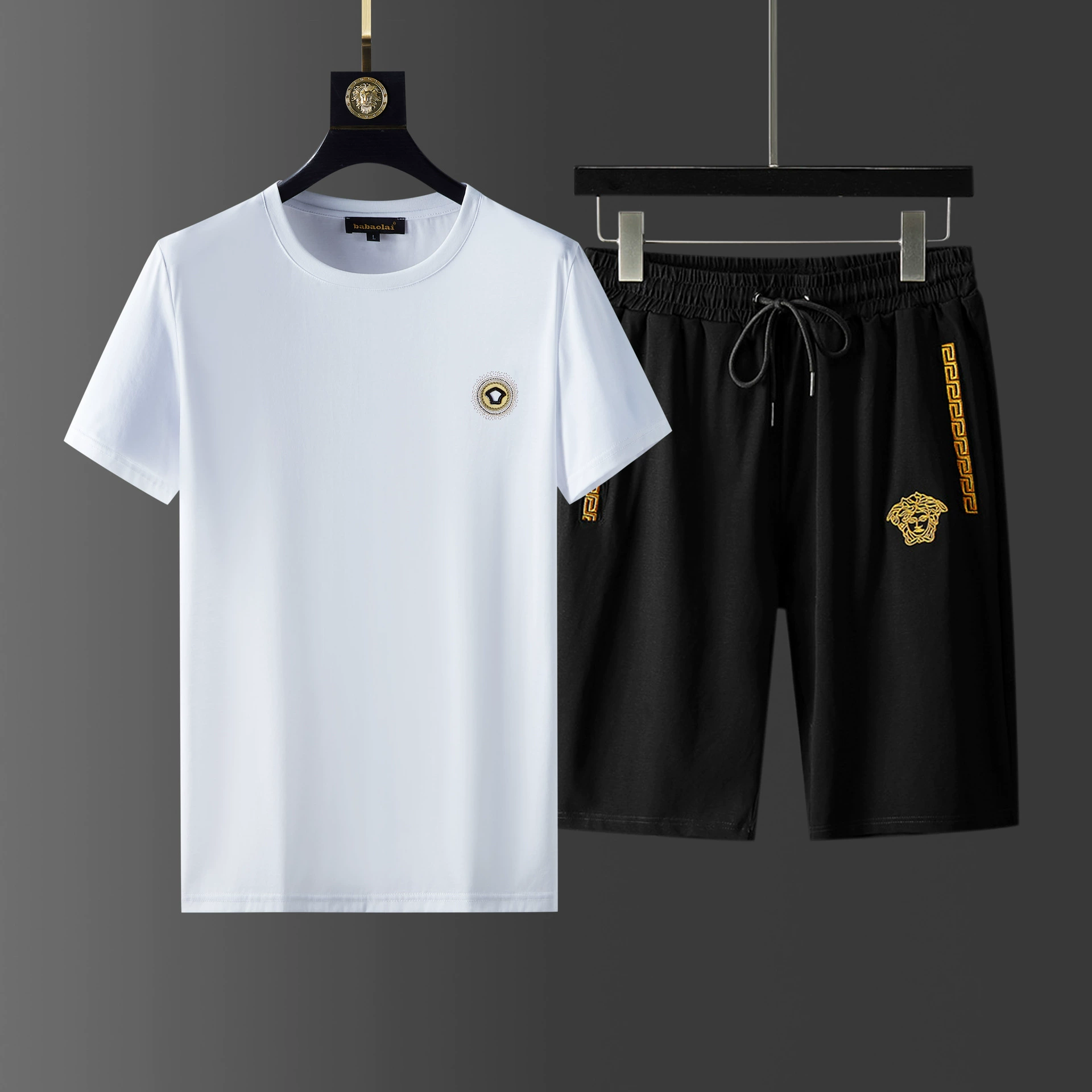 Мужская спортивная одежда, повседневный костюм, шорты с короткими рукавами, летние тонкие ледяные шелковые модные белые брюки с 5 точками для бега