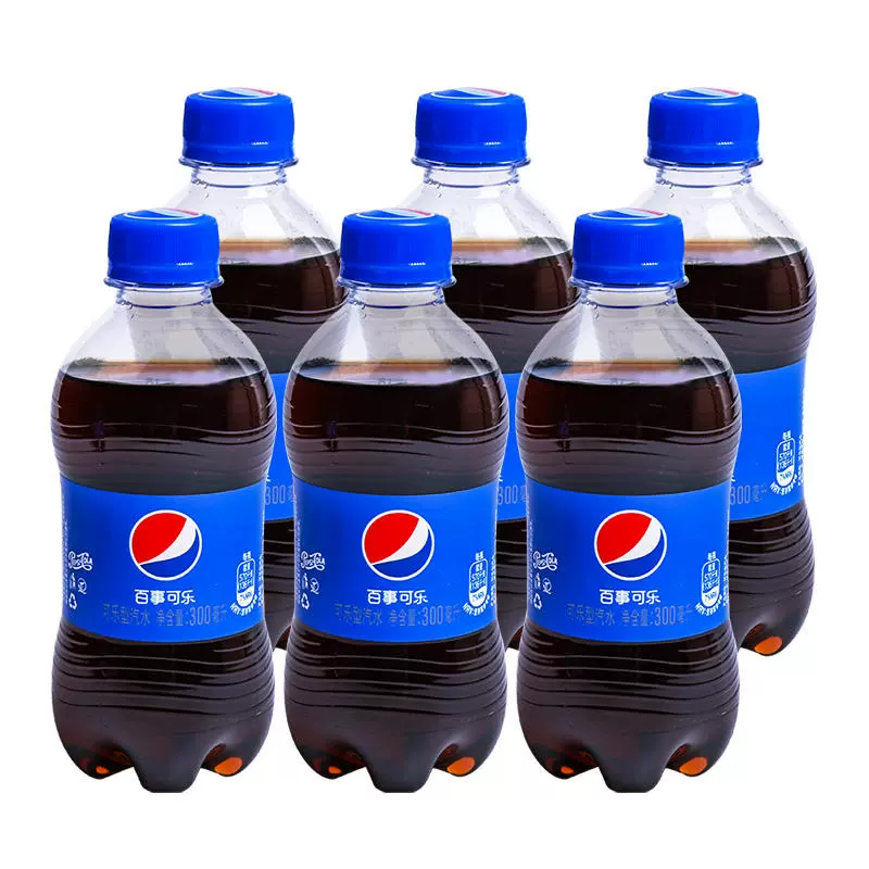 百事可乐美年达七喜可乐含糖300ML*6瓶瓶装汽水清凉冰爽清爽冰爽