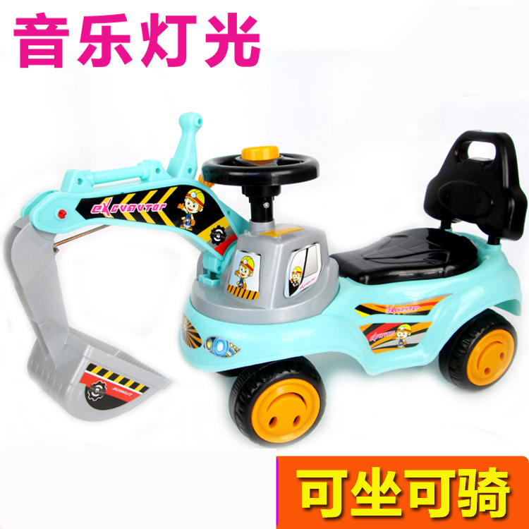 Juguete de excavadora para niños, montable y con asiento, vehículo de construcción grande con música, coche deslizante, excavadora, envío directo en una sola pieza, eléctrico.