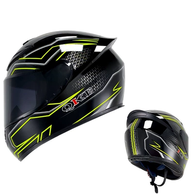Four-Season Helmet, Foreign Trade | Motorcycle Safety Supplies - qk111-yellow-line-with-black-mirror-foreign-trade-version-s