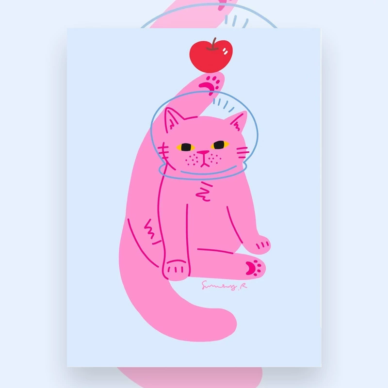 Масляная картина на холсте Meow Star Decper-up, минималистичное аниме, несколько размеров постера
