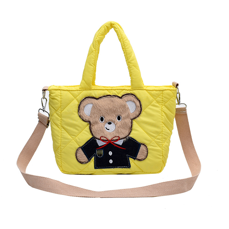 Moda coreana para niños y niñas bolsas de hombro de dibujos animados lindos osos bebés mochilas nuevas bolsas de algodón para niños de comercio exterior