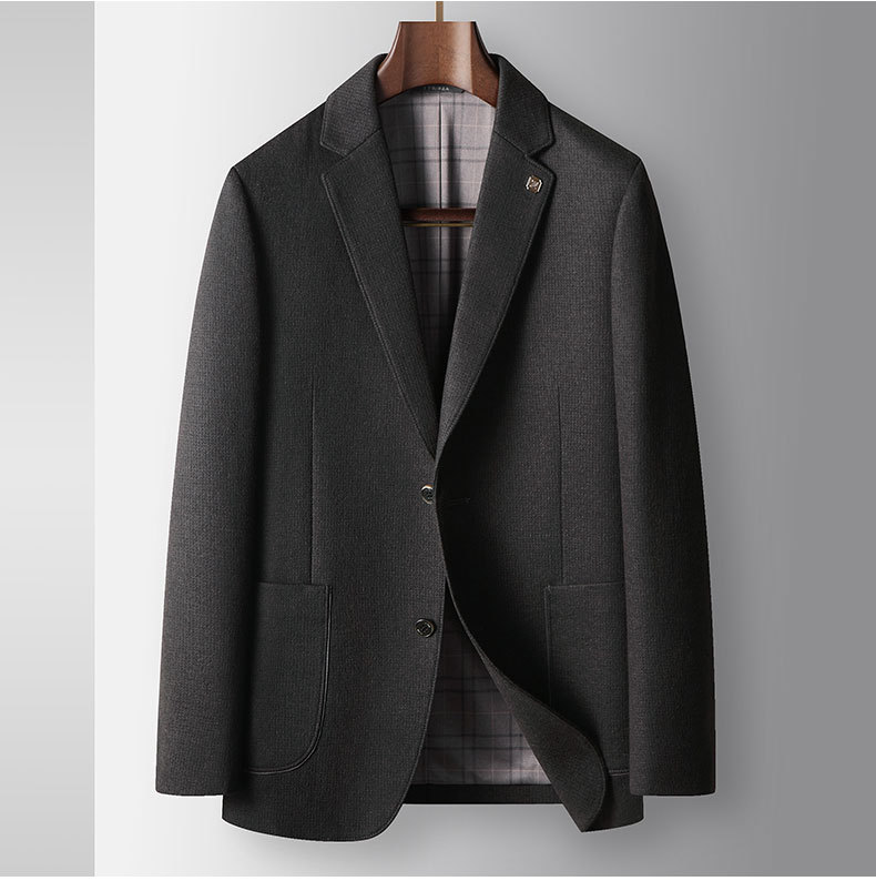 Erkek Giyim takım elbise sonbahar ve kış hafif lüks yün iş bekar batı orta yaşlı ve genç insanlar düz renk günlük takım elbise ceket trendi_voghion.com