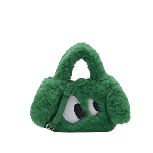 Furry Bag 2024 Winter Cute Big Eyed Puppy Handbag Crossbody Bag Plush Bucket Bag Women’s Bag