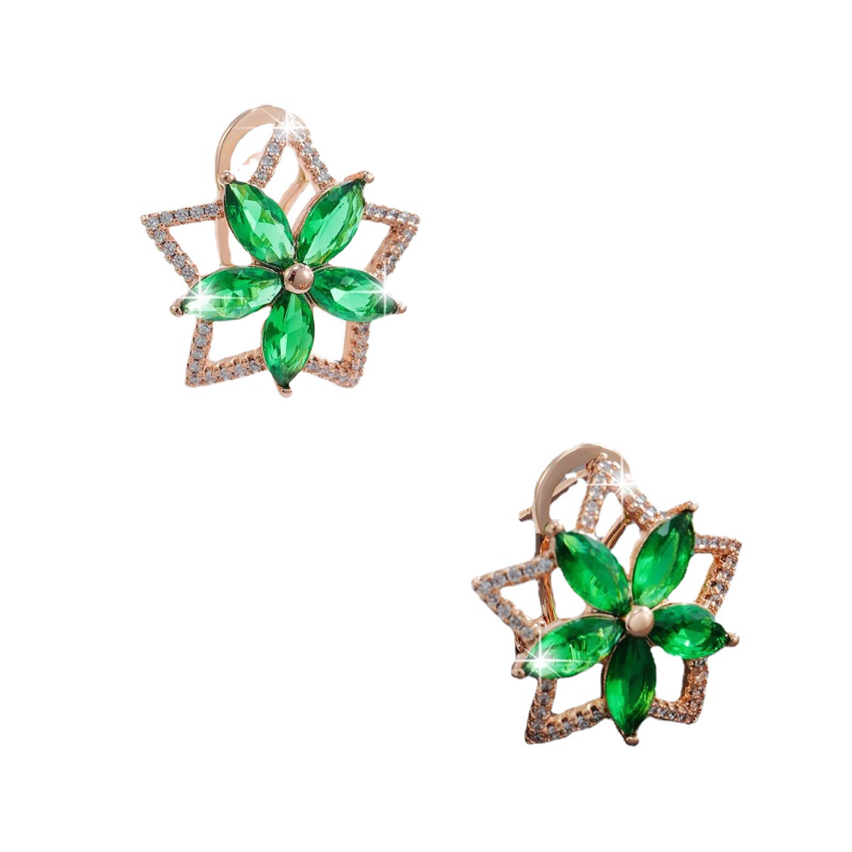 Xupar joyería imitación color tesoro serie estrella de cinco puntas flor Stud pendientes hembra color luz lujo temperamento pendientes de alta calidad