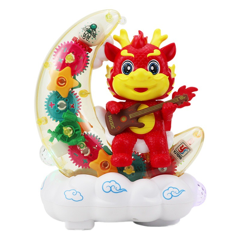 Nuevo engranaje transparente eléctrico Luna Dragón juguetes para niños colorido luz música niños y niñas juguetes de regalo al por mayor