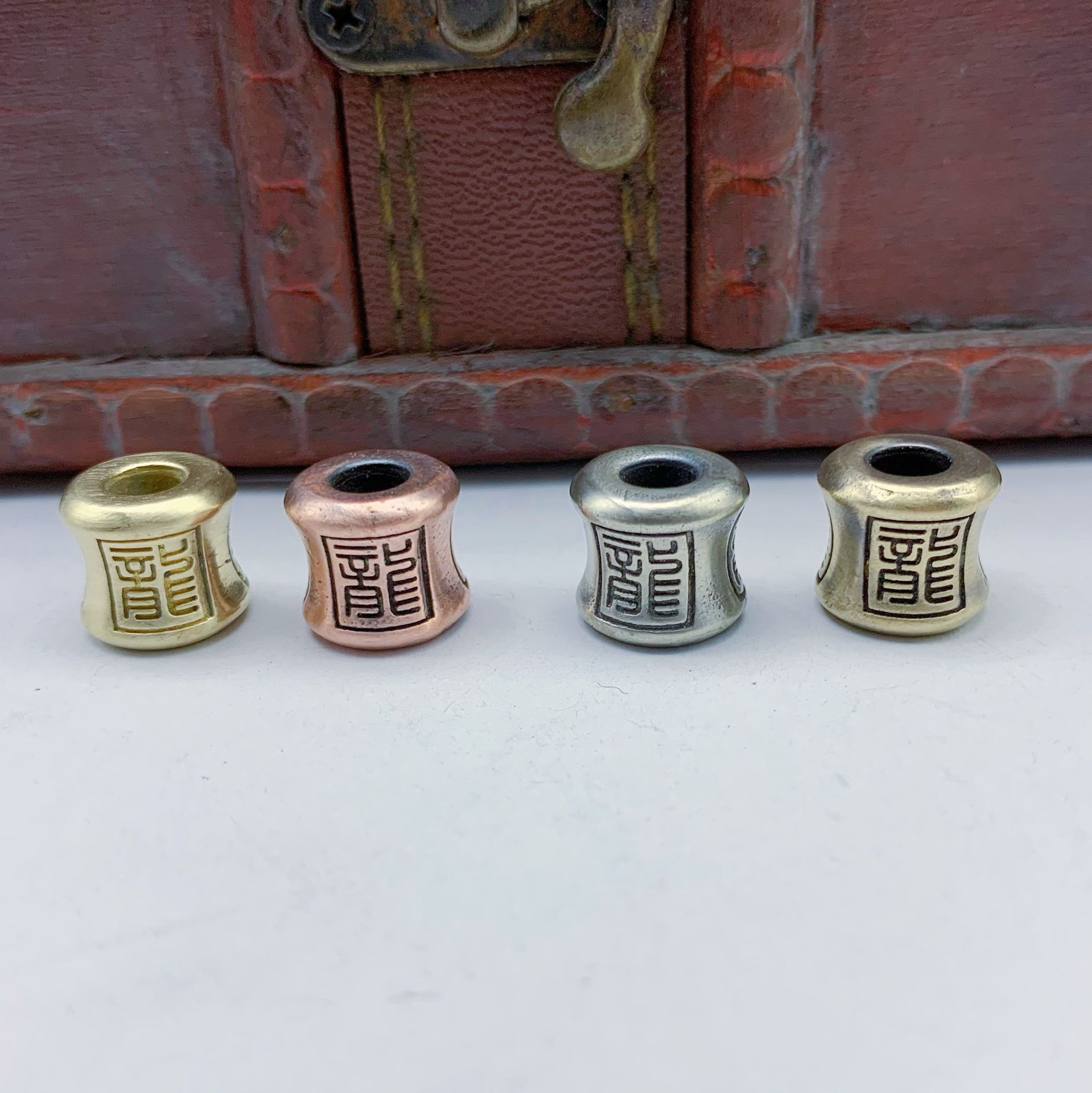 古依饰品龙行天下黄铜转运珠配件紫铜桶珠刀坠白铜手链串珠配饰珠
