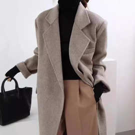 高级感2025秋冬新款双面羊绒羊毛大衣女修身高挑垫肩毛呢外套女装