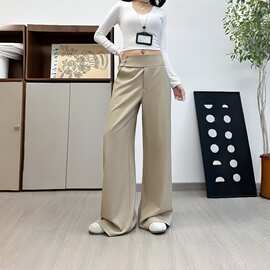 2026春夏新款三扣高腰微喇西装裤女垂坠感显瘦显高通勤百搭休闲裤