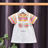 Summer dress, cotton thin children's skirt, 2024 years, western style, with short sleeve