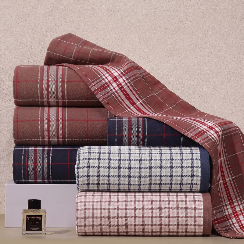 Japanese-style plaid gauze terry cotton simple household absorbent, lint-free unisex towel and bath towel Japanese-style plaid gauze terry cotton simple household absorbent, lint-free unisex towel and bath towel
