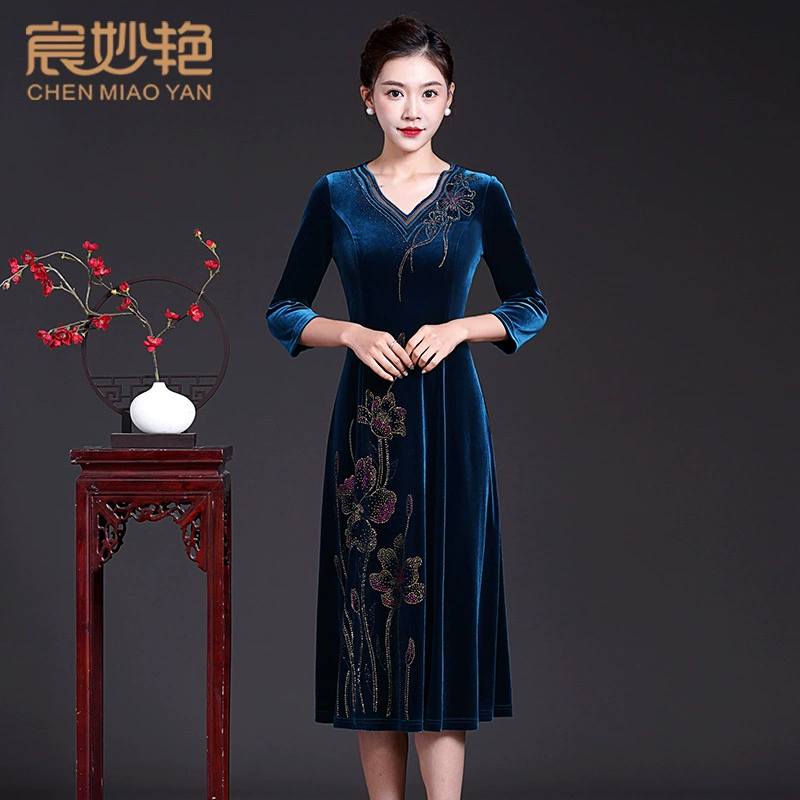 Среднее и старое женское весеннее и осеннее новое свадебное платье свекрови высокого класса