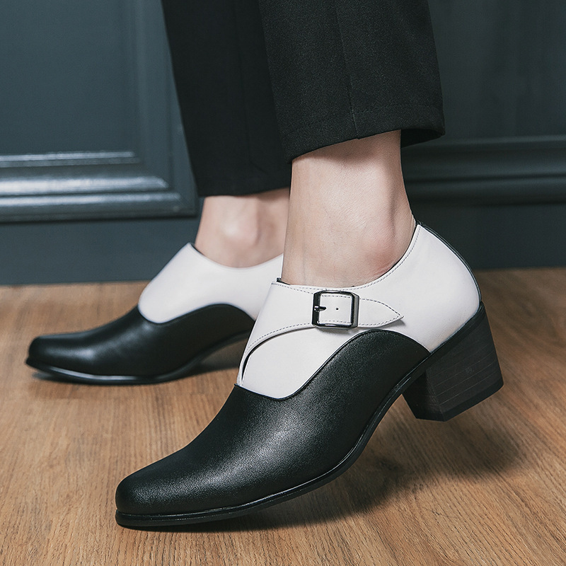 2024 cuatro estaciones de estilo británico de negocios casual zapatos de cuero de hombre de moda de tacón alto aumento de altura zapatos de Lefour de color un pedaleo de moda