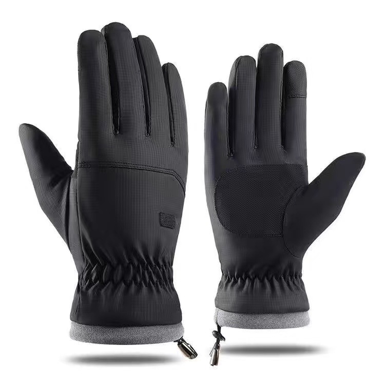 Guantes de pantalla táctil caliente antideslizante de invierno para motociclistas masculinos con vello grueso impermeable a prueba de viento y frío para automóviles eléctricos al aire libre