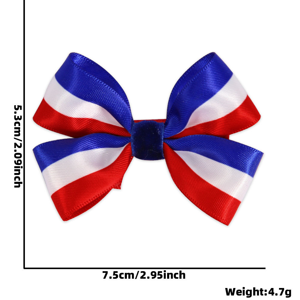 Nueva pinza para el cabello del Día de la Independencia de EE. UU., Clip lateral a rayas rojas, blancas y azules, accesorios para el cabello, estampado de estrellas y rayas femeninas, clip de pico de pato con lazo