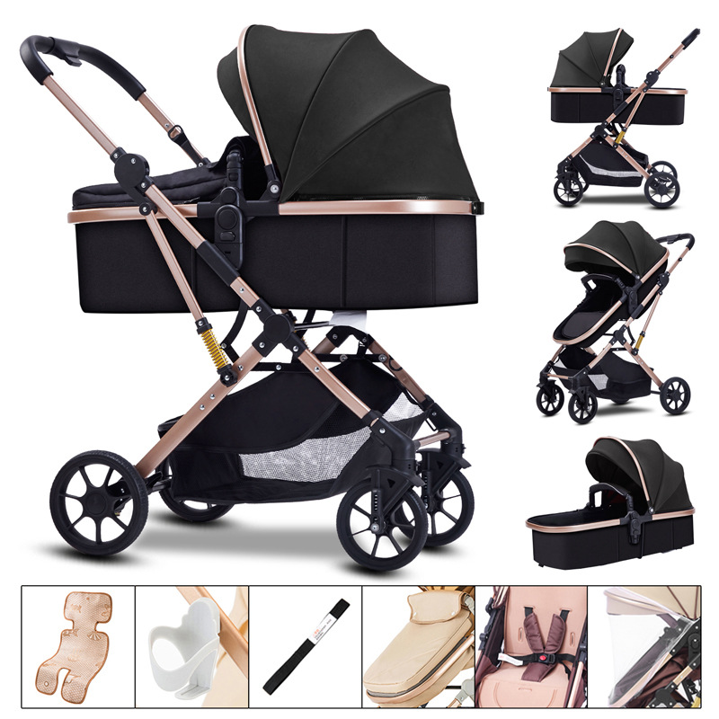 Folding foldable walk stroller on four wheels for new born for baby
