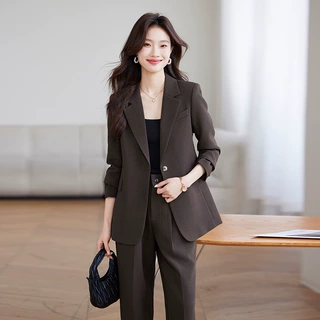 高级感西装套装女春秋2025新款时尚英伦风单排扣西服阔腿裤两件套