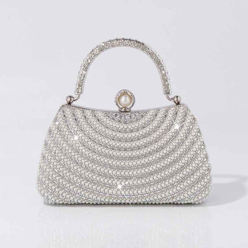 Cross-Border New Evening Bag Pearl-Encrusted Diamond Handbag Socialite Ladies Fashion Banquet Shoulder Crossbody Evening Bag for Women